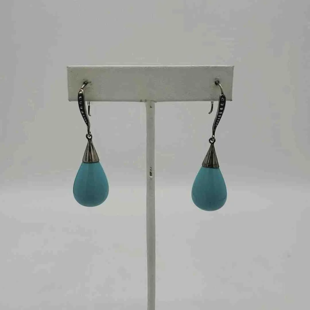 Blue Sterling Silver Drop ss Earrings