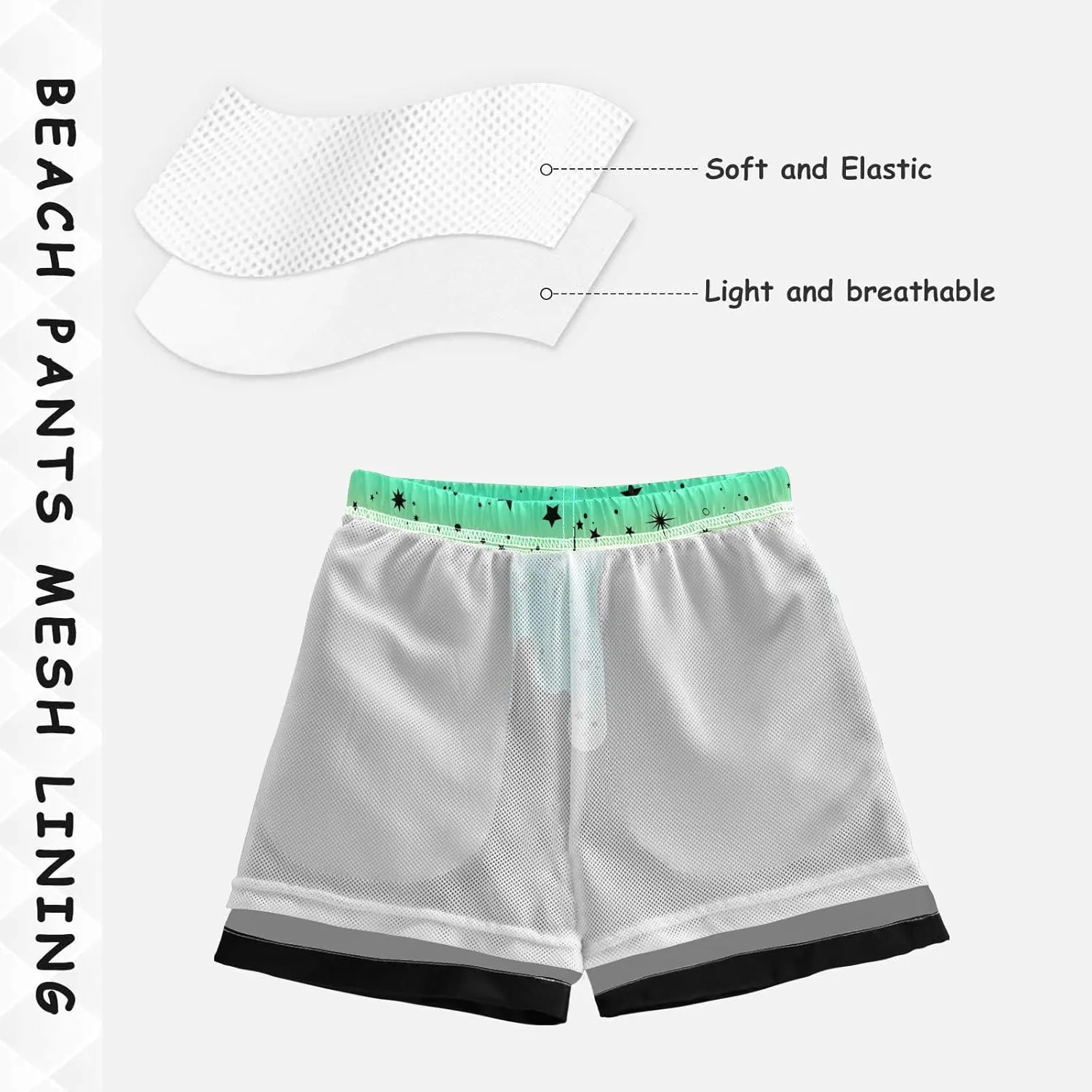 Boy Swim Trunks Quick Dry Swimsuit Bathing Suits Beach Board Shorts with Mesh Lining 8-16Years