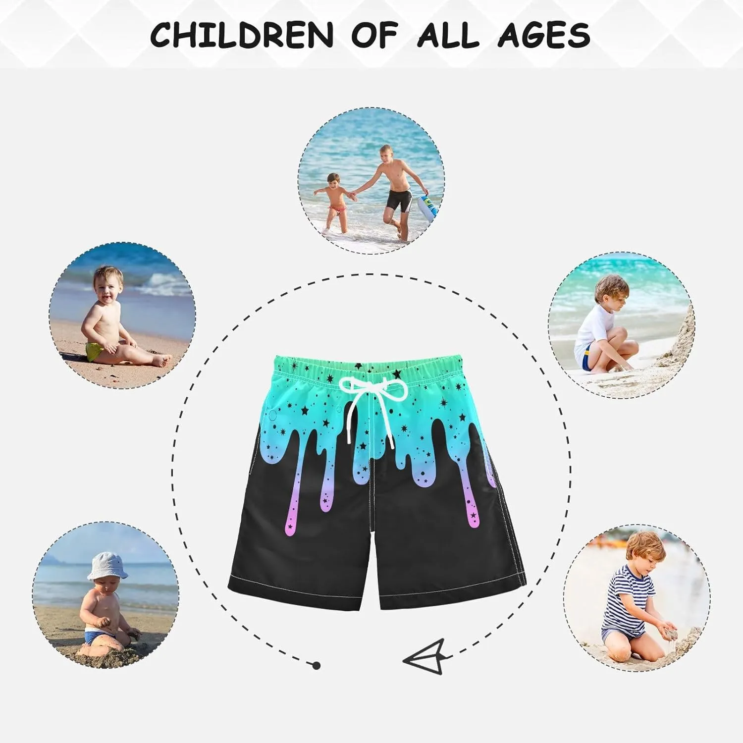 Boy Swim Trunks Quick Dry Swimsuit Bathing Suits Beach Board Shorts with Mesh Lining 8-16Years