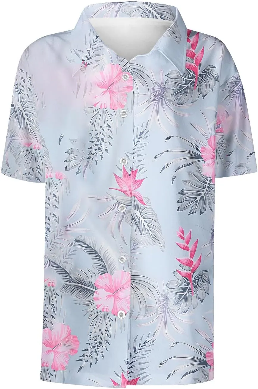 Button Down Shirts for Women Dressy Casual Short Sleeve Blouses Trendy Business Work Tops Trendy Summer Beach Outfits