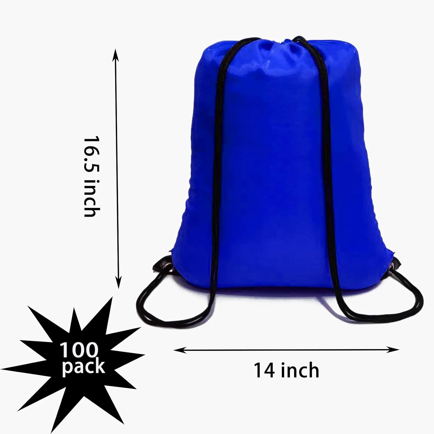 CAIHONG 100 Pack Drawstring Backpack Royal Blue Bulk Drawstring Bags Nylon String Backpack Gym Cinch Sack Backpack Sport Bag Draw String Party Bags