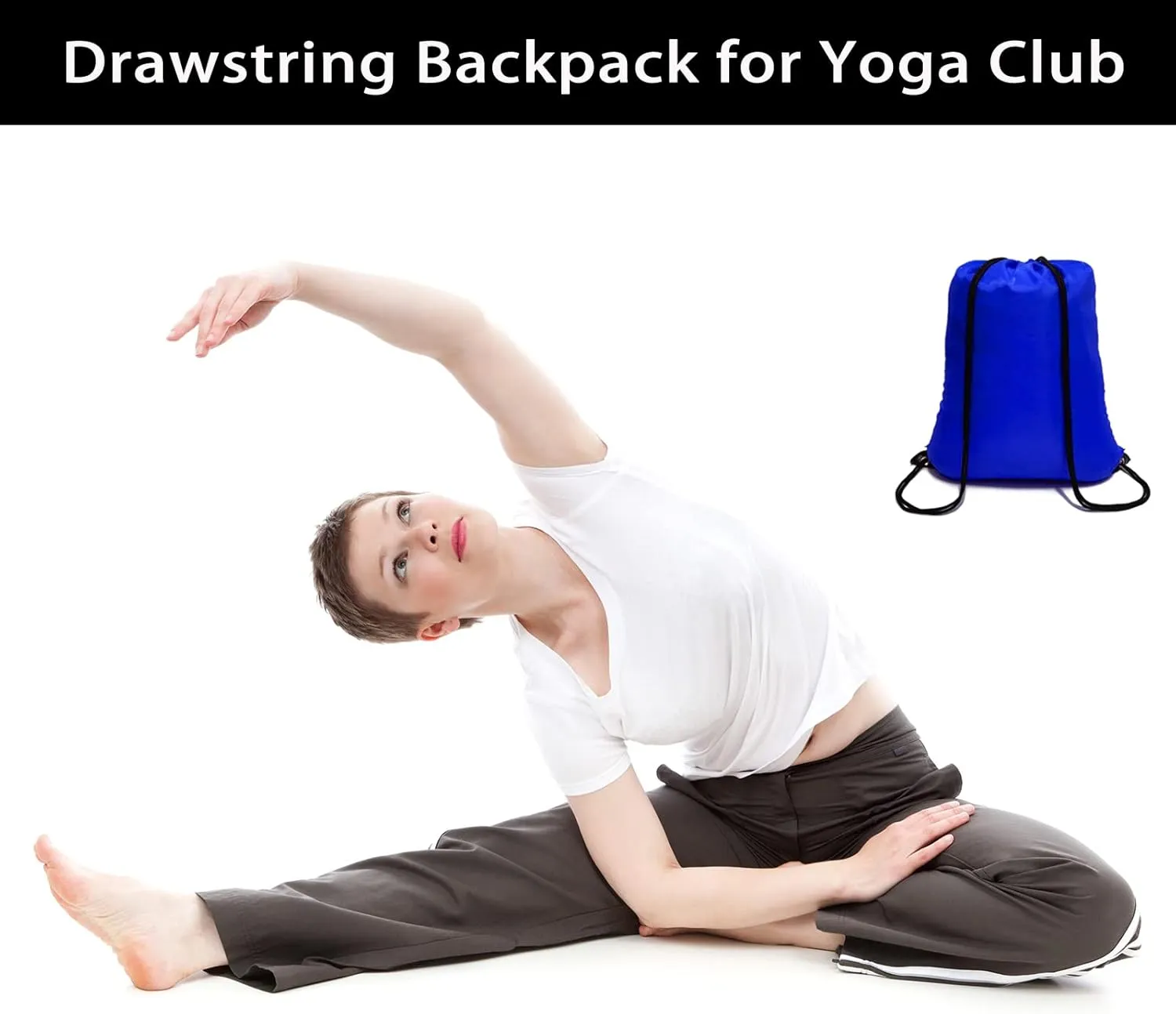 CAIHONG 100 Pack Drawstring Backpack Royal Blue Bulk Drawstring Bags Nylon String Backpack Gym Cinch Sack Backpack Sport Bag Draw String Party Bags