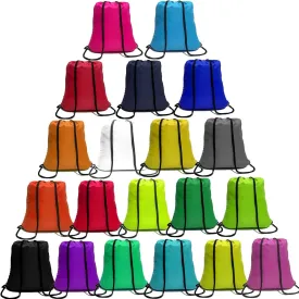 CAIHONG 100 Pack Drawstring Backpacks - 20 Colors, Gym Bags, Cinch Sacks - Nylon String Sport Backpacks