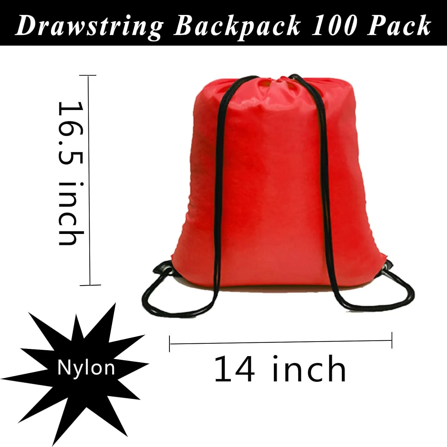 CAIHONG Drawstring Backpack Bulk Red 100 Pcs - String Backpack Drawstring Bags Cinch Bag Sackpack for Women Gym