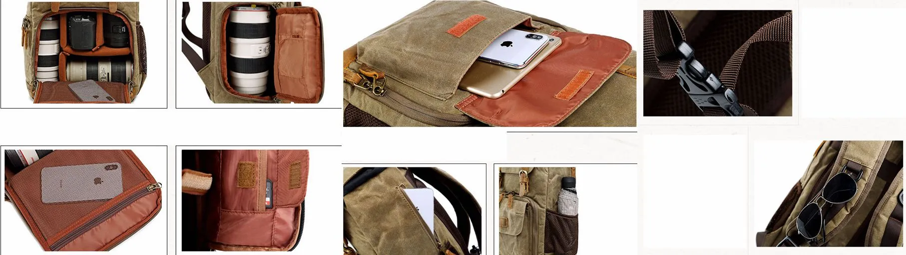 Canvas DSLR/SLR Camera Bag, Waterproof School Backpacks, Travel Camera Bag QSM279