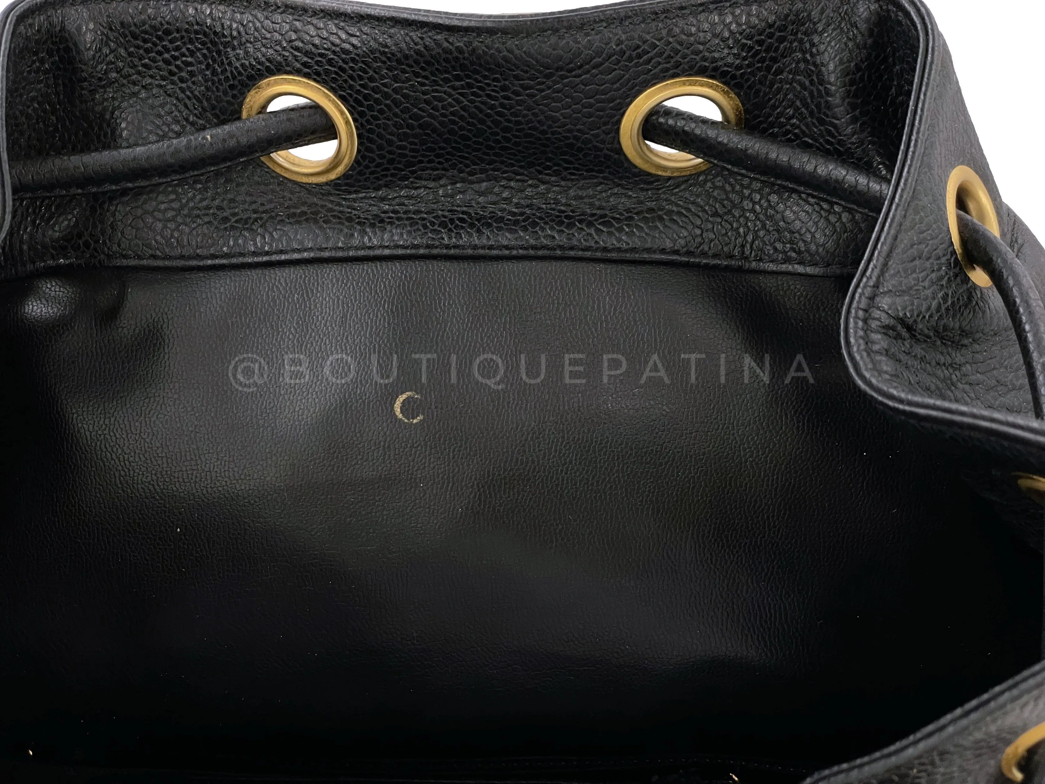 Chanel 1993 Vintage Black Caviar Large Quilted Backpack Bag 24k GHW