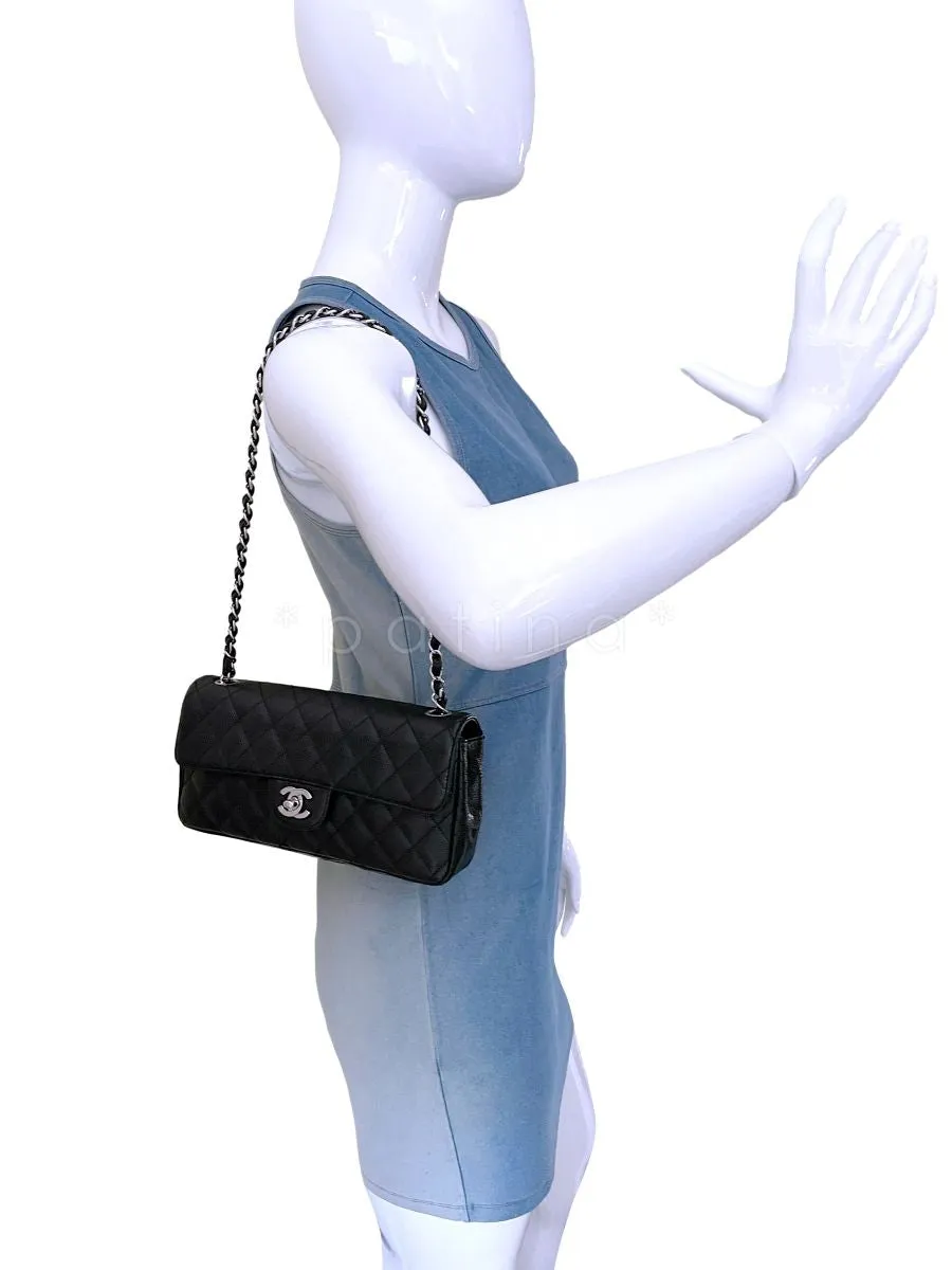 Chanel Black Caviar Classic East West Flap Bag SHW