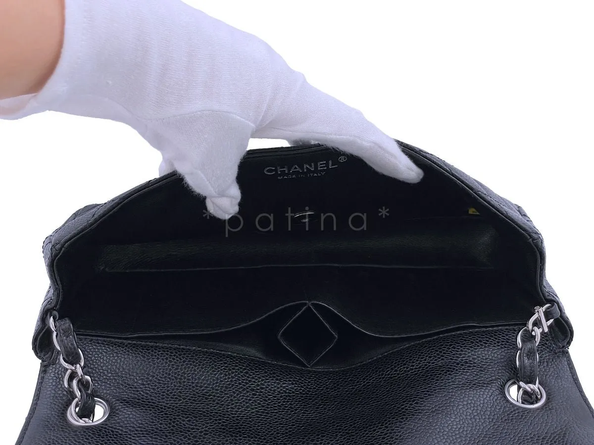 Chanel Black Caviar Classic East West Flap Bag SHW