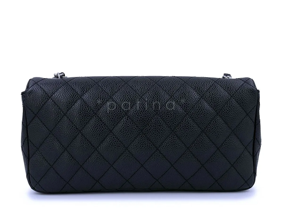 Chanel Black Caviar Classic East West Flap Bag SHW