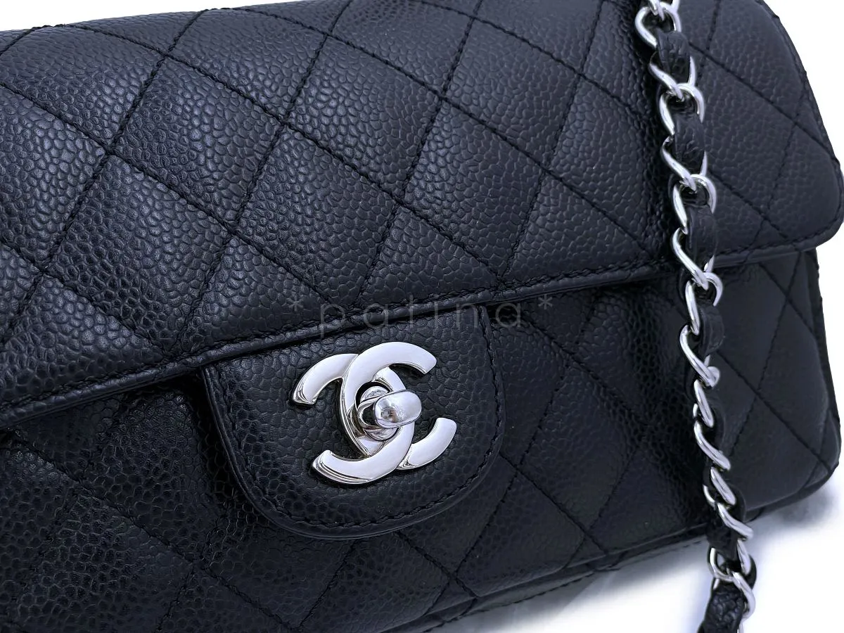 Chanel Black Caviar Classic East West Flap Bag SHW