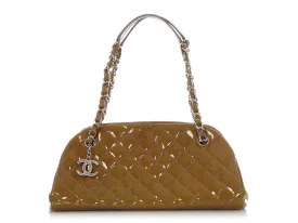 Chanel Medium Olive Green Quilted Patent Just Mademoiselle Bowler