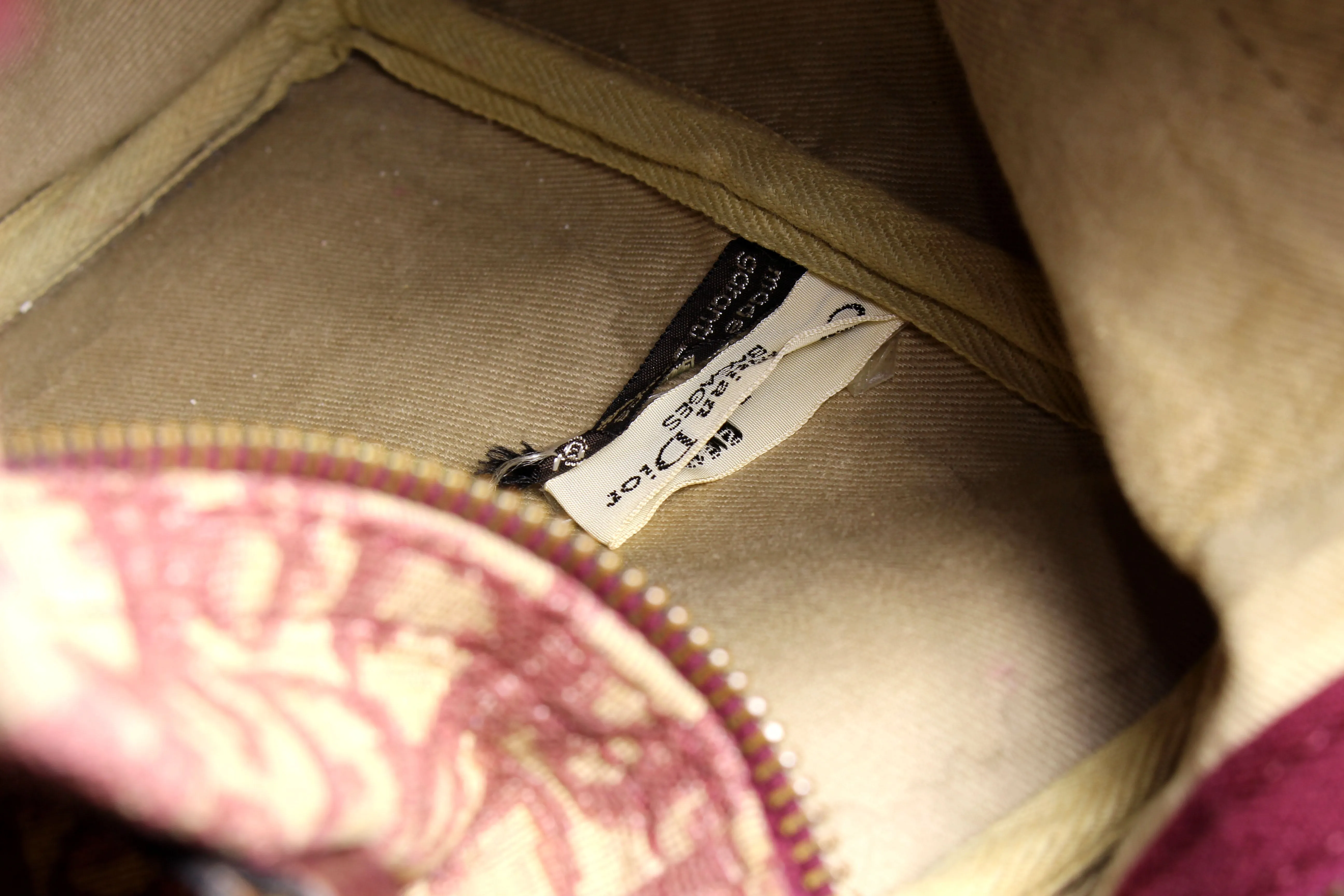 CHRISTIAN DIOR burgundy canvas logo Boston bag