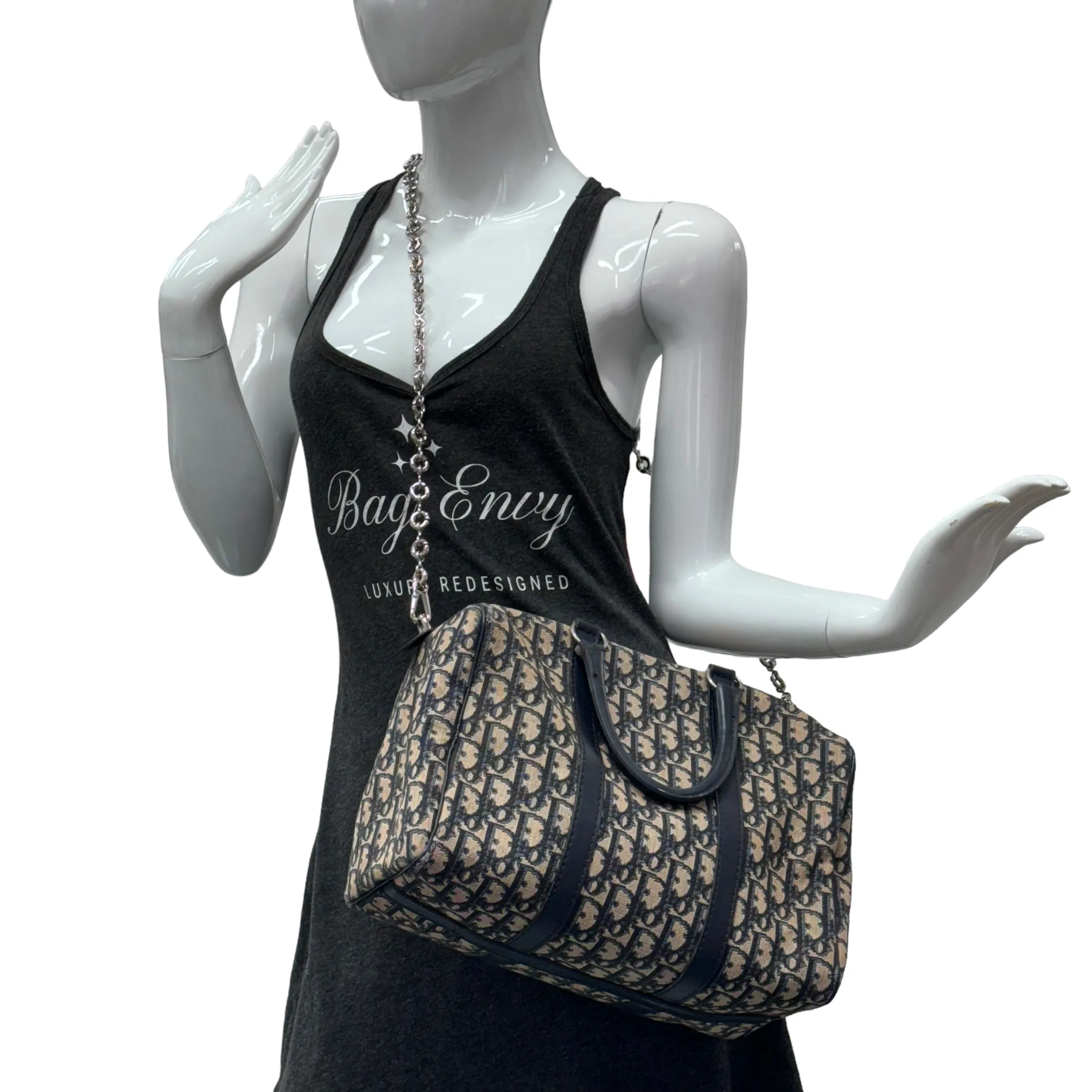 CHRISTIAN DIOR Canvas Trotter Boston Bag