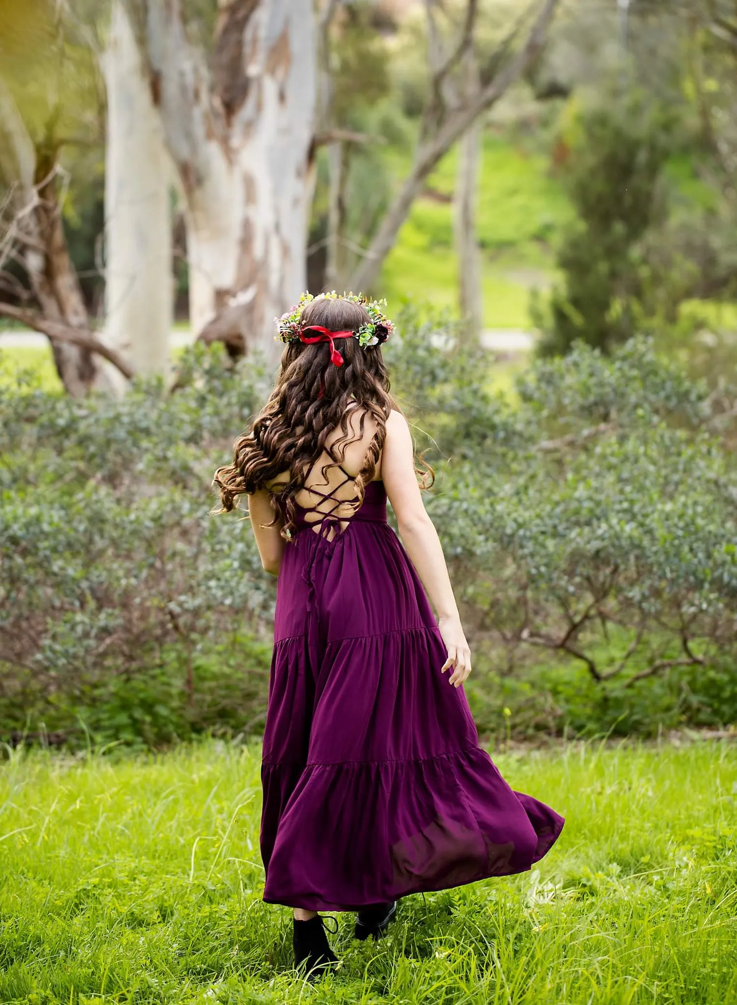 Clara Chiffon Girls Maxi Dress Grape