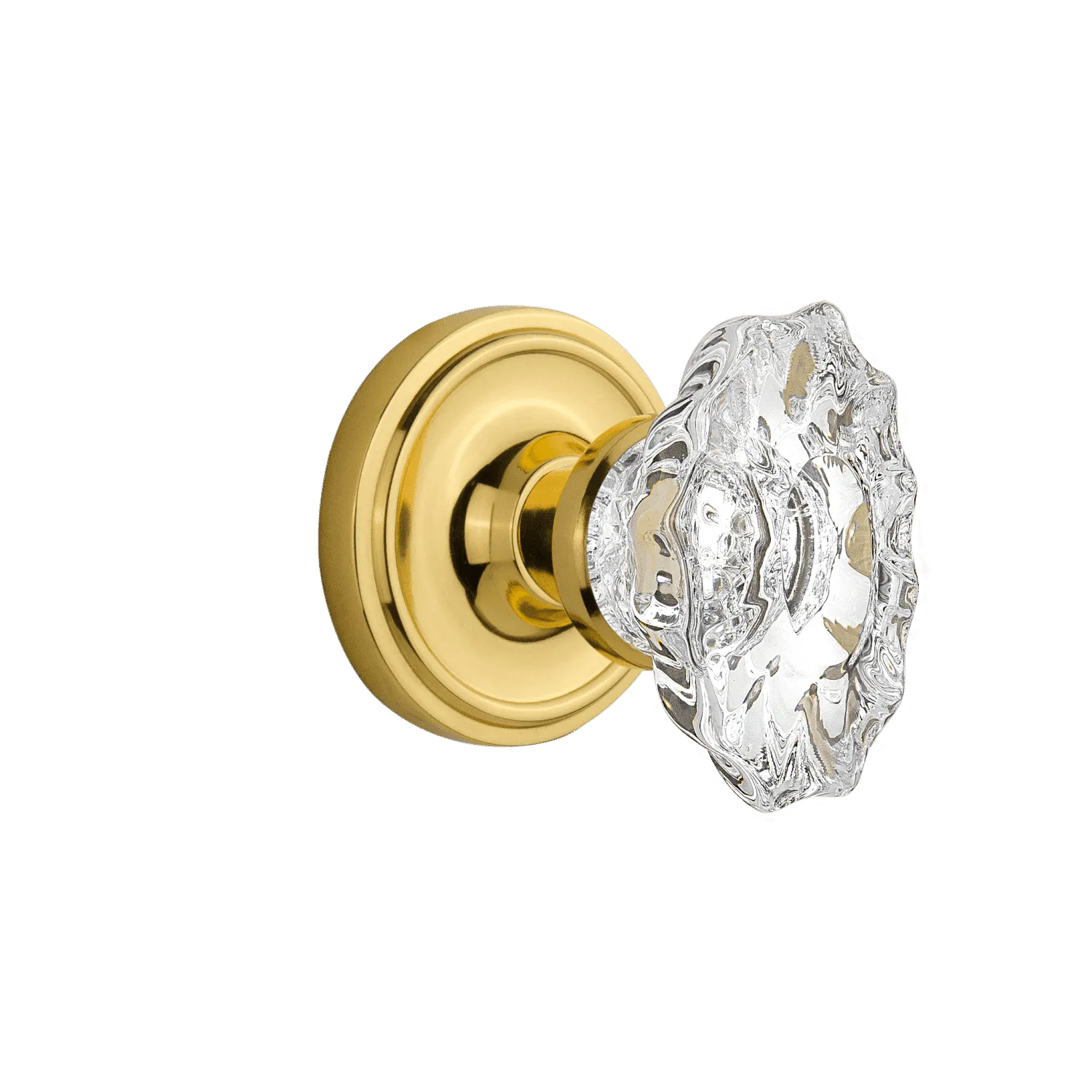 Classic Rosette with Chateau Knob in Unlacquered Brass