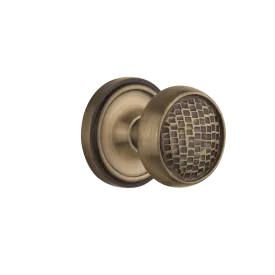 Classic Rosette with Craftsman Knob in Antique Brass