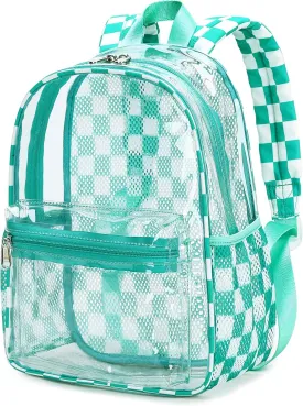 Clear Mini Backpack for Stadium Events 12x12x6 Small Transparent Backpacks Plastic See Through Clear Bag for Concerts Work Festival Security Travel