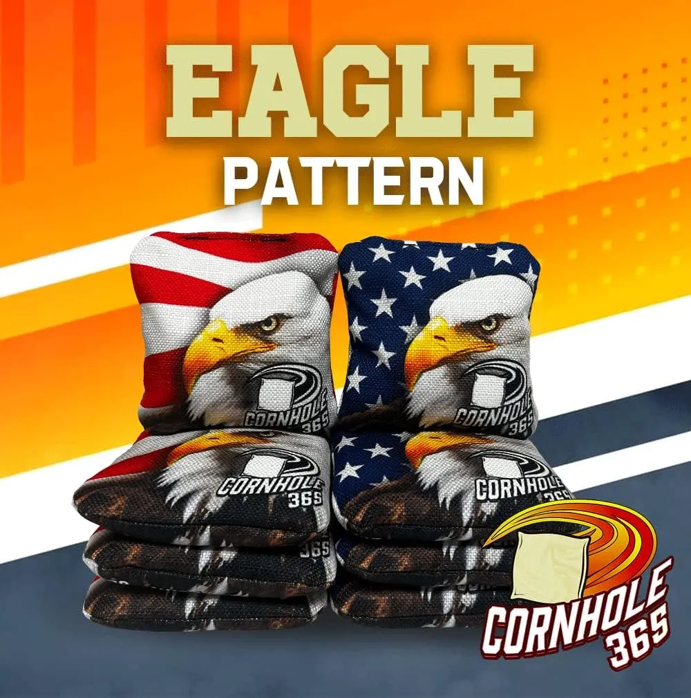 Cornhole365 Themed Cornhole Bag - All-Weather, Heavy-Duty & Durable Polyester Fabric, Resin Filling, Double-Stitched Duck Cloth - Professional Cornhole Bean Bags for Indoor & Outdoor Use - Set of 8
