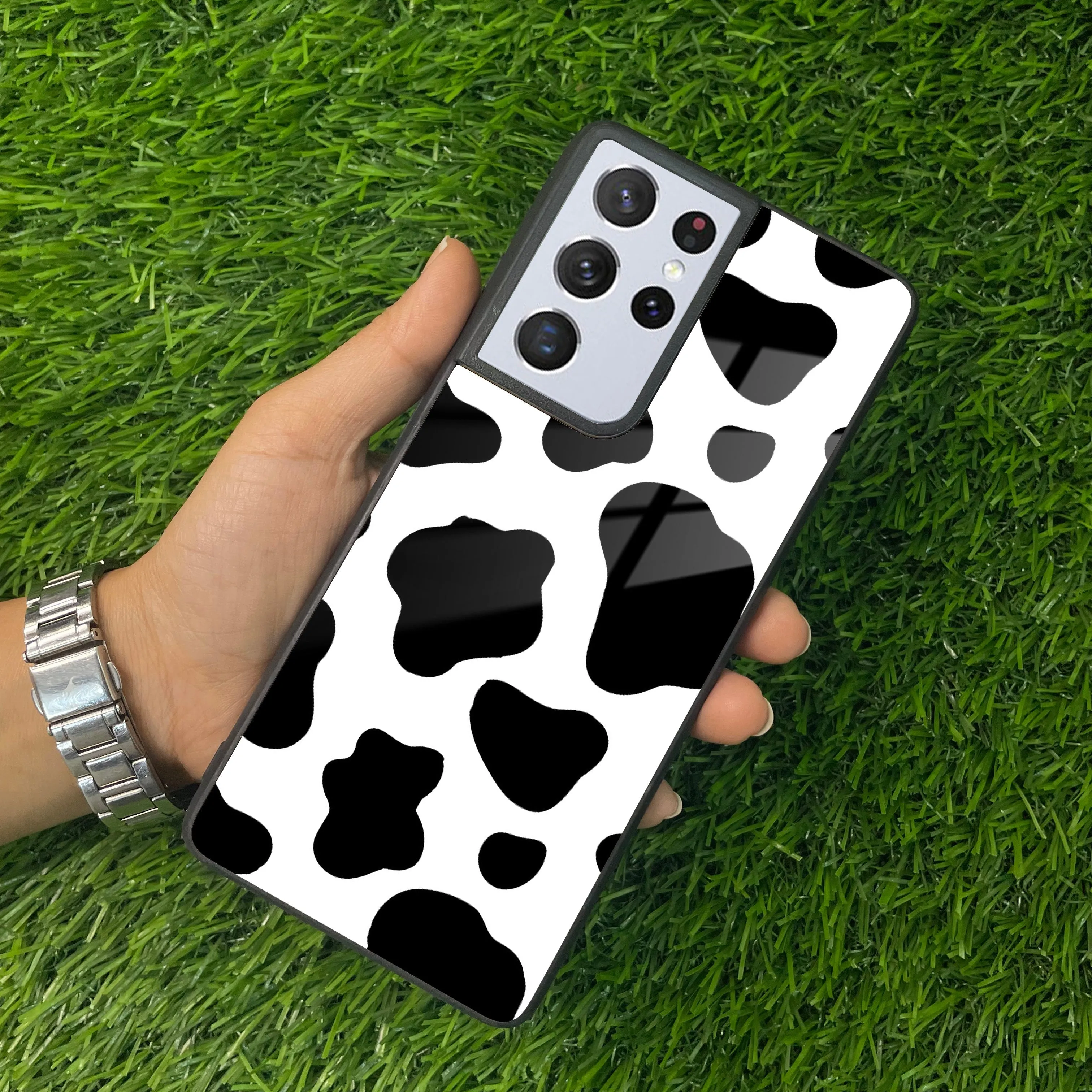 Cow Print Glass Phone Case And Cover For samsung