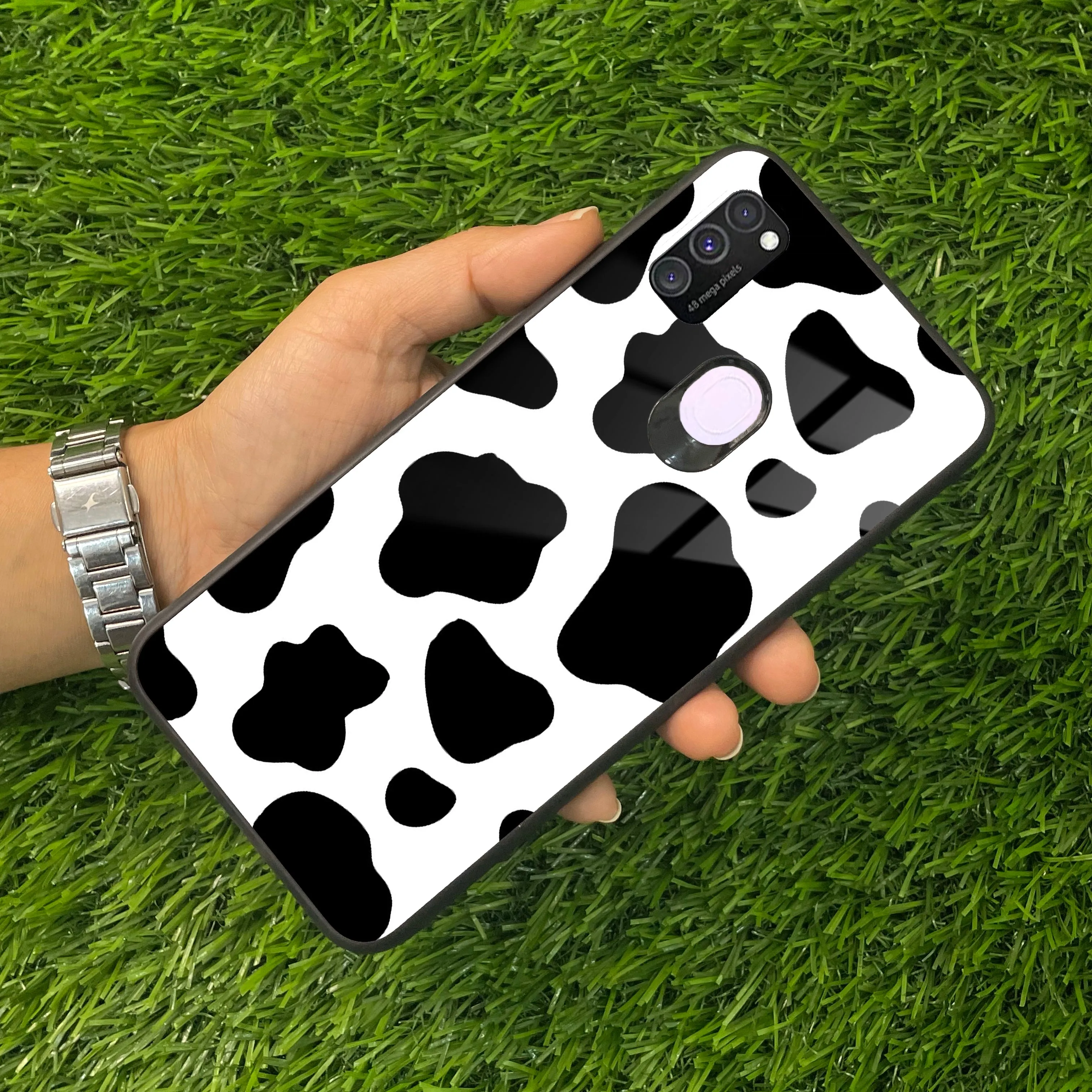 Cow Print Glass Phone Case And Cover For samsung