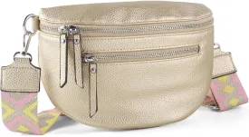 Crossbody Fanny Packs for Women Sling Bags with Coin Purse Bumbag Vegan Leather Belt Bag Chest Purse for Travel (Gold)