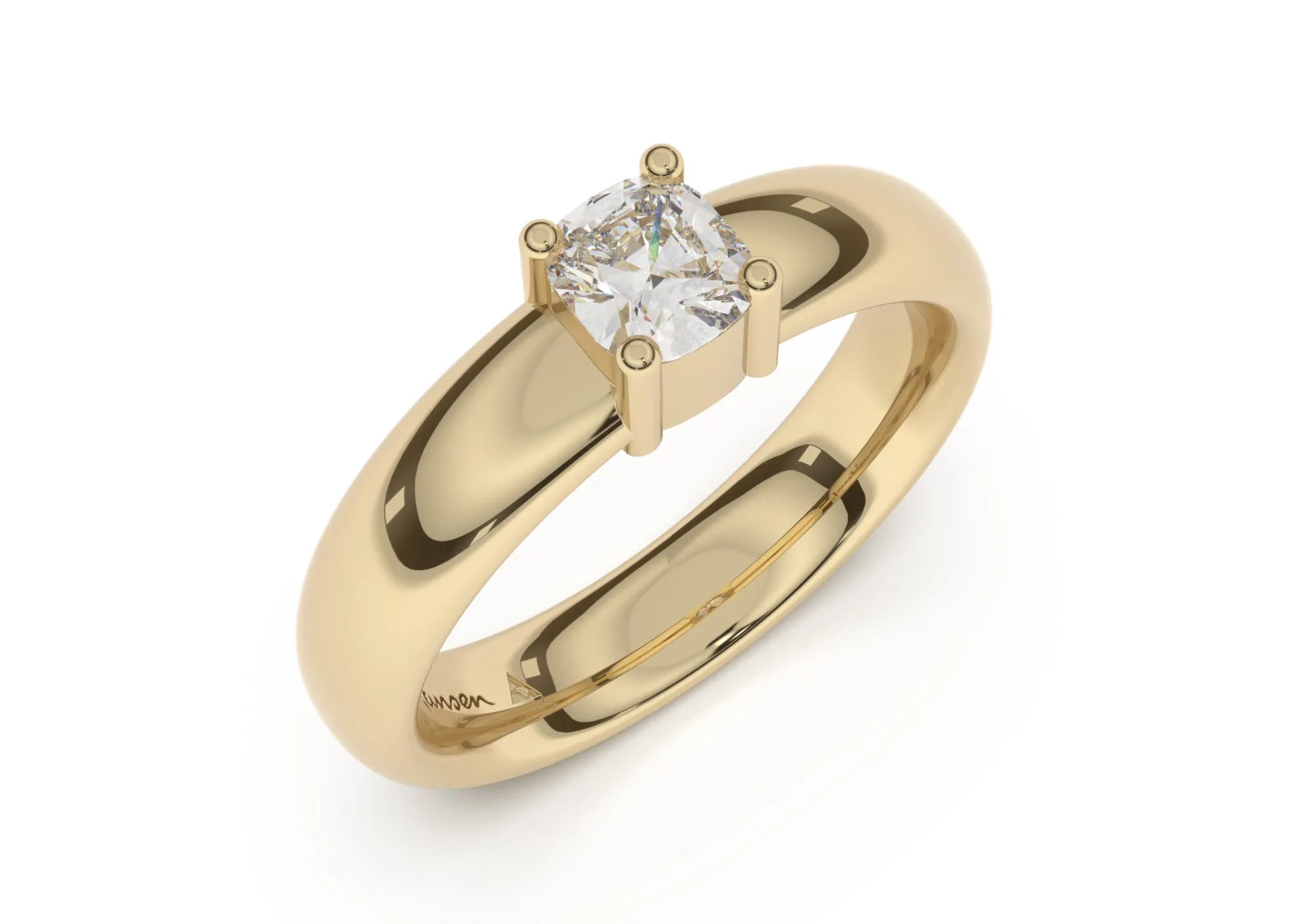 Cushion Classic Engagement Ring, Yellow Gold