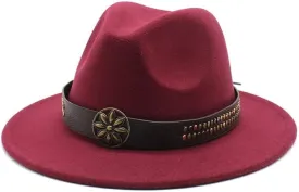 DHAEY British Style Top Hat, New Jazz Hat, Spring and Autumn Big Brim Tibetan Hat, Wedding Shooting Ballroom Felt Hat Luopan Caps & Hats(Claret,56-58cm)
