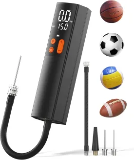 Electric Ball Pump with Fast Inflation & Deflation, 15Psi Air Pump with 3 Needles, Pressure Gauge, Ball Pump for Sports Balls, Basketball Pump, Soccer Ball Pump, Volleyball PumpFootball Pump