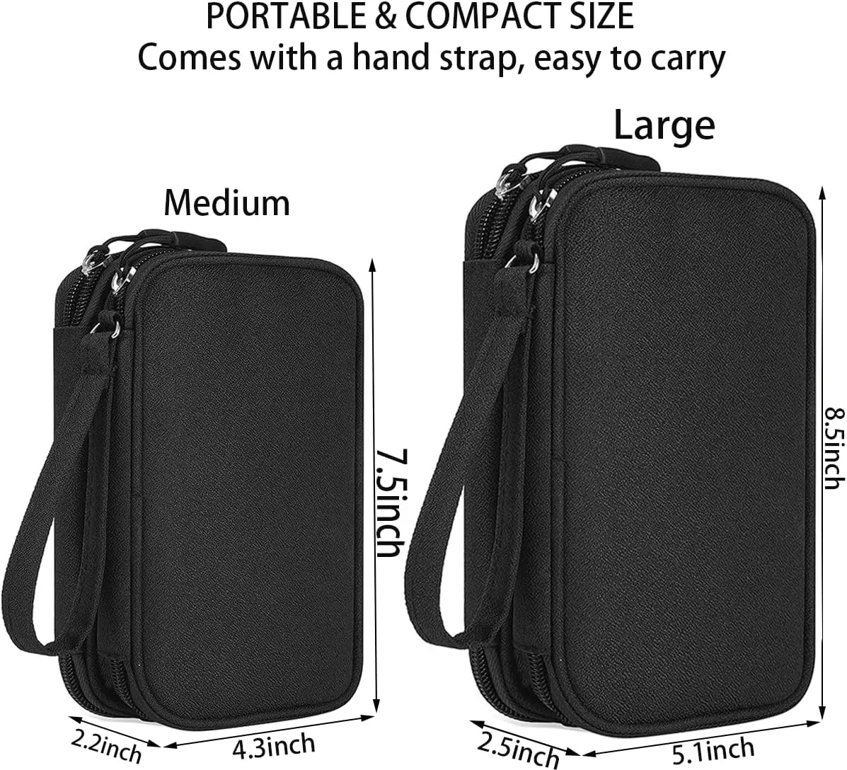 Electronics Organizer Travel Case, Charger Organizer Case Pouch, Electronic Accessories Carry Case for Travel Accessories, Cable, Cord, Charger, Phone, Power Bank, Earphone (Black, Large)