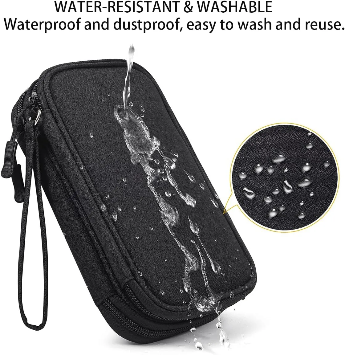 Electronics Organizer Travel Case, Charger Organizer Case Pouch, Electronic Accessories Carry Case for Travel Accessories, Cable, Cord, Charger, Phone, Power Bank, Earphone (Black, Large)