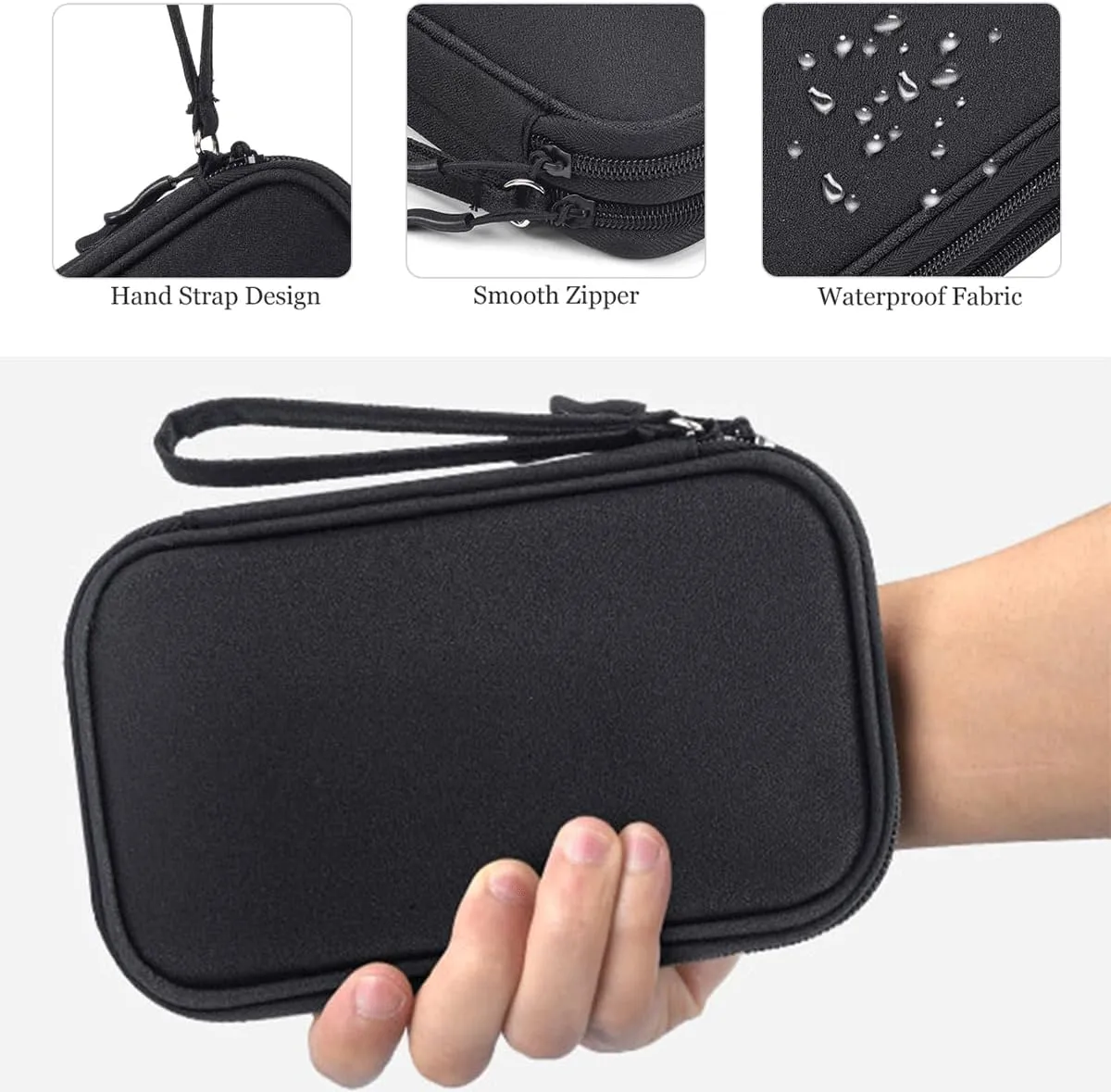 Electronics Organizer Travel Case, Charger Organizer Case Pouch, Electronic Accessories Carry Case for Travel Accessories, Cable, Cord, Charger, Phone, Power Bank, Earphone (Black, Large)