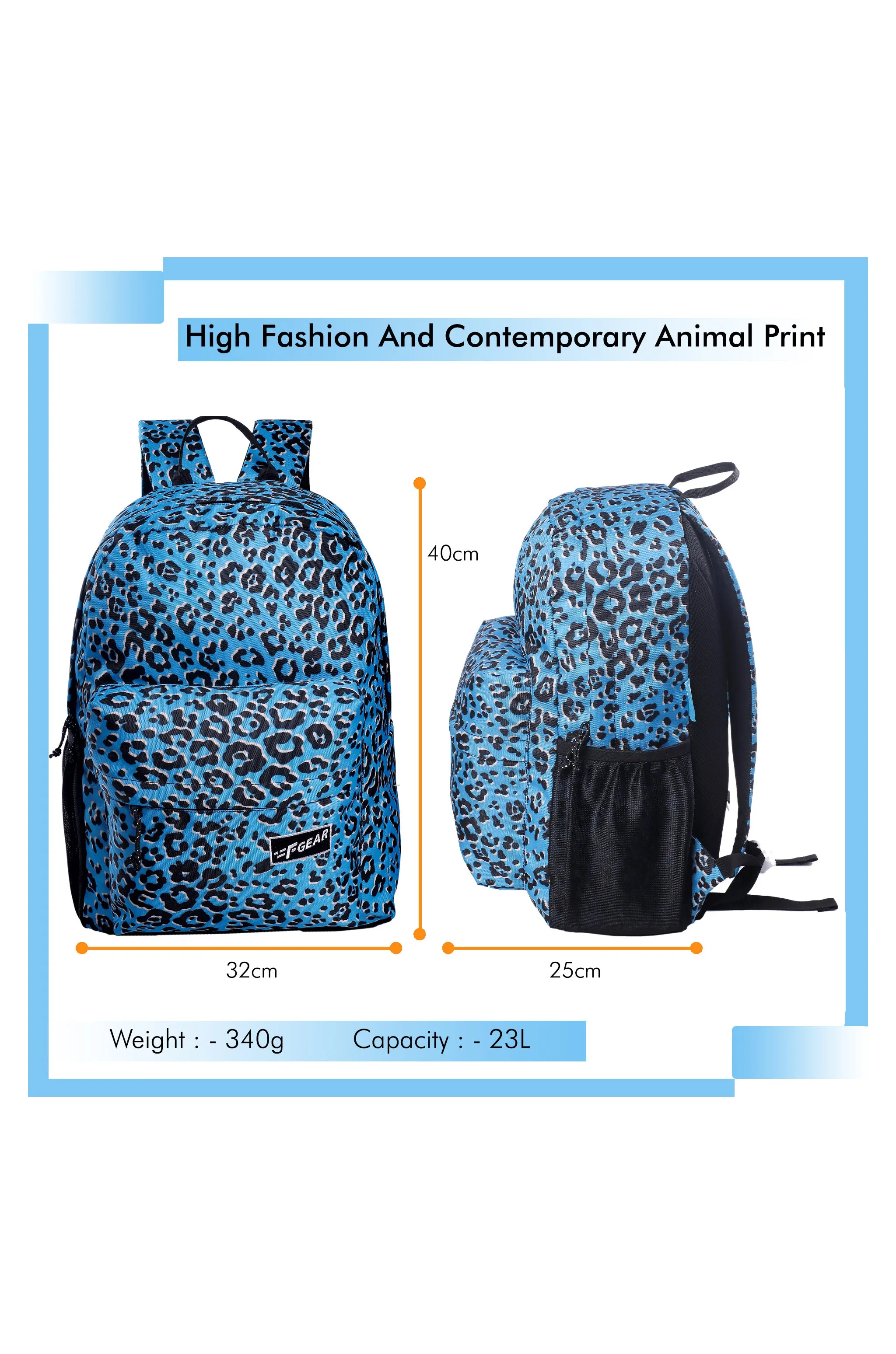 Emprise 23L Animal Print Blue Backpack