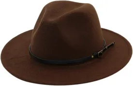 Fedora Hats for Men Women Wide Brim Fedora Panama Hat Men's Dress Hats with Belt Buckle Dress Hats for Men