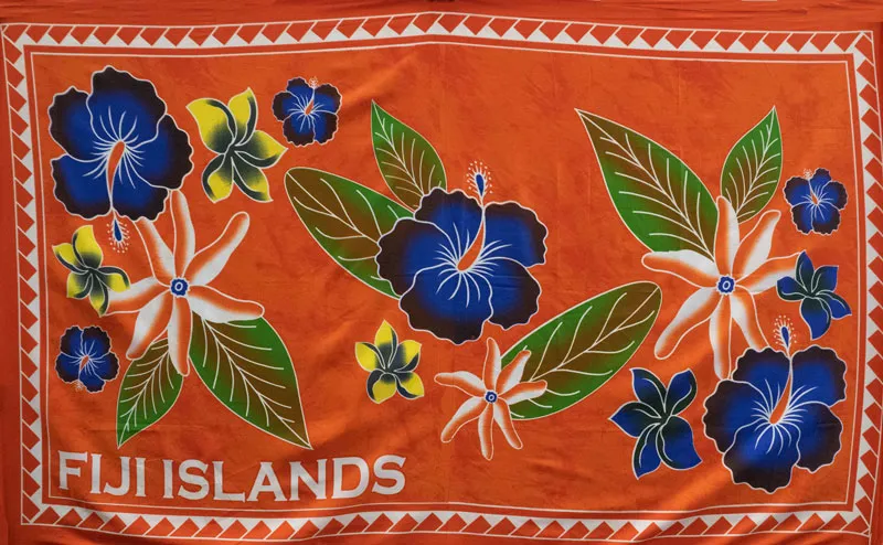 Fiji Islands Topical Flowers Banana Leaf Sarong