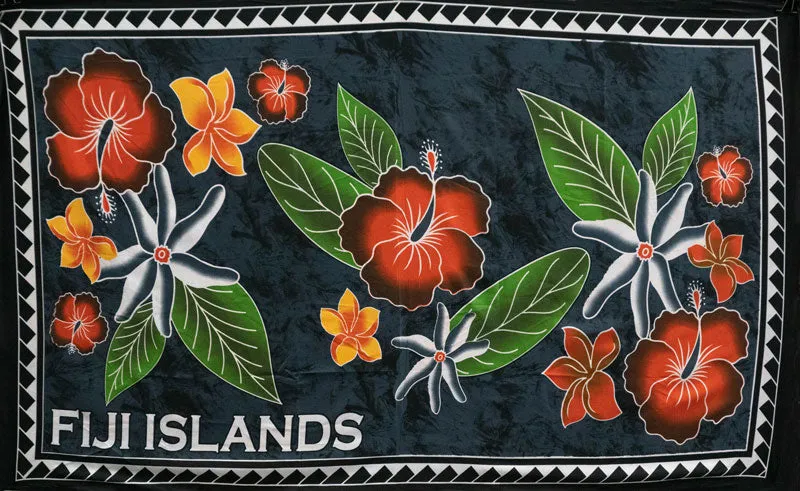 Fiji Islands Topical Flowers Banana Leaf Sarong