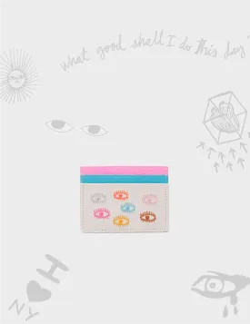 Filium Cream Leather Cardholder - Colorful Eyes Embroidery