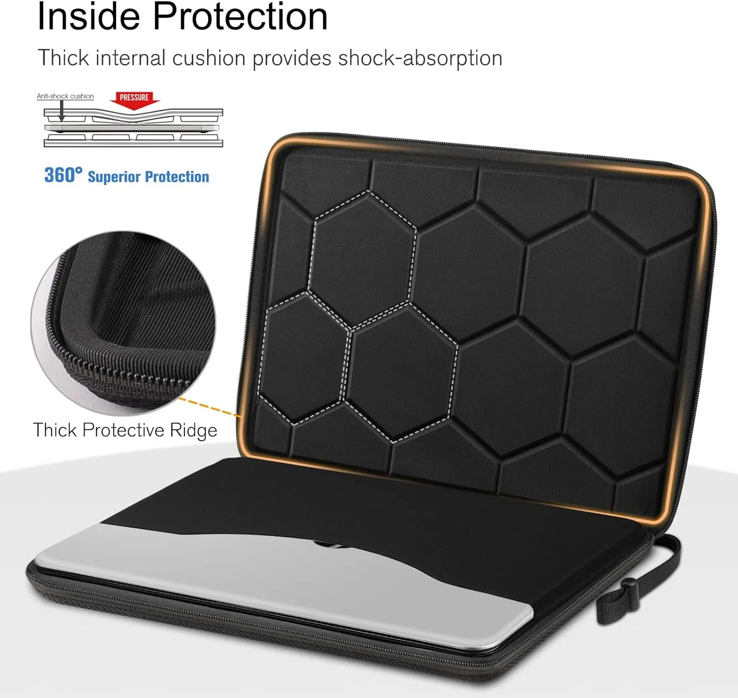 FINPAC 14-inch Hard Laptop Sleeve Case Compatible with Acer Chromebook Lenovo, HP, ASUS, Dell, Acer Laptop Notebook Ultrabook, Water-Resistant Shockproof Computer Bag, Black