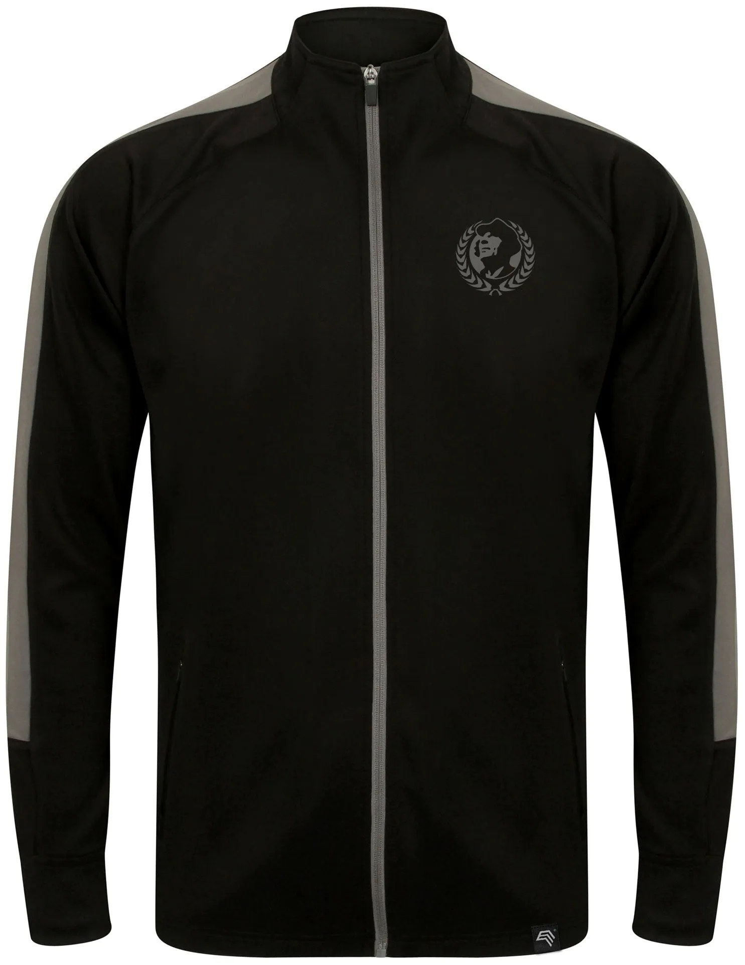 FNS 0871/170 ― Unisex Contrast Stripes Sportjacke - Schwarz / Grau