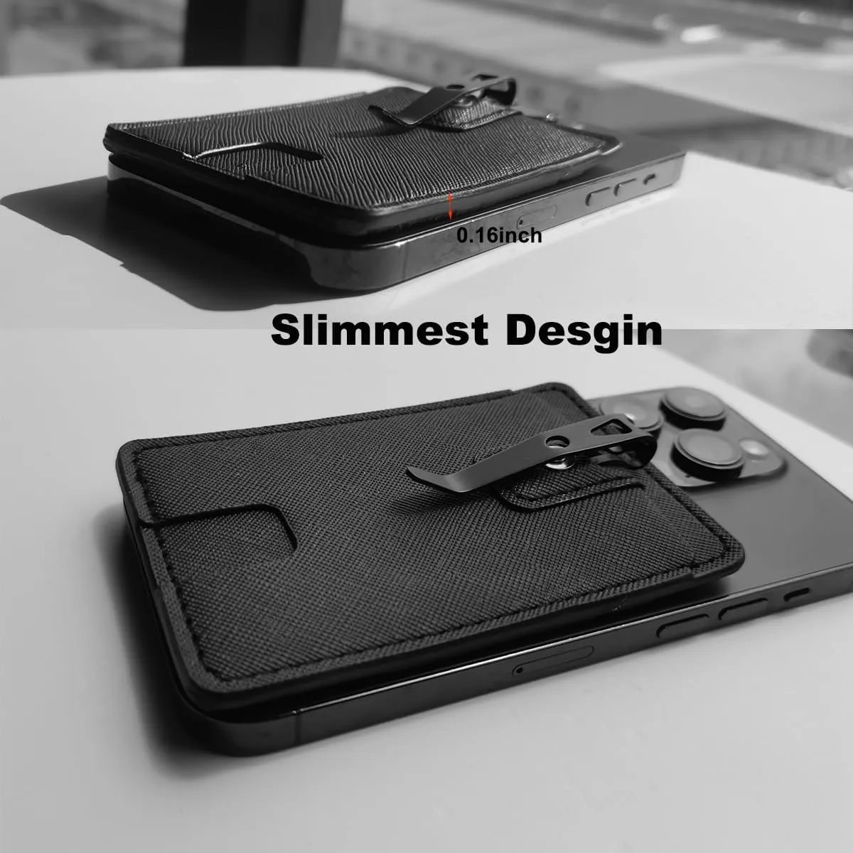 FORZEN Minimalistic Card Holder Wallet for Men and Women, Slim Elastic Vertical Credit Card Holder and Men Front Pocket Wallet with Clip (Black Point)
