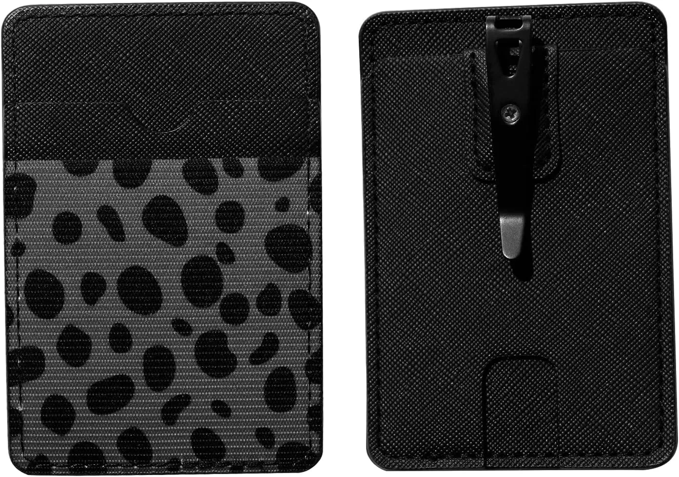 FORZEN Minimalistic Card Holder Wallet for Men and Women, Slim Elastic Vertical Credit Card Holder and Men Front Pocket Wallet with Clip (Black Point)