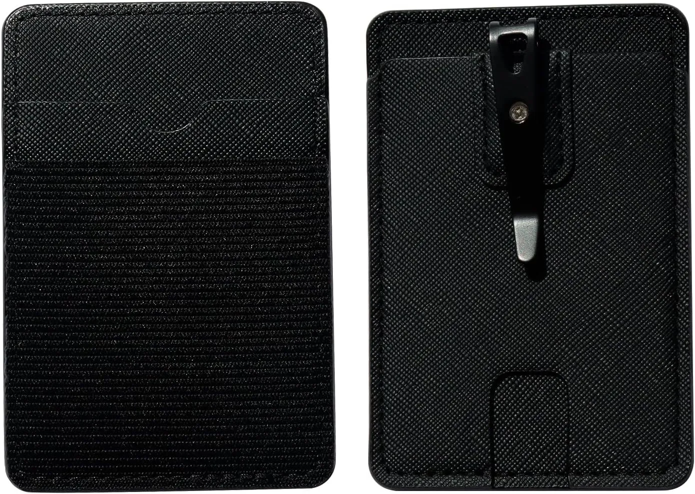 FORZEN Minimalistic Card Holder Wallet for Men and Women, Slim Elastic Vertical Credit Card Holder and Men Front Pocket Wallet with Clip (Black)