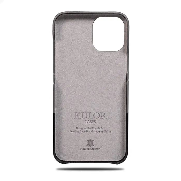 Fossil Gray & Crow Black iPhone 12 mini Leather Case