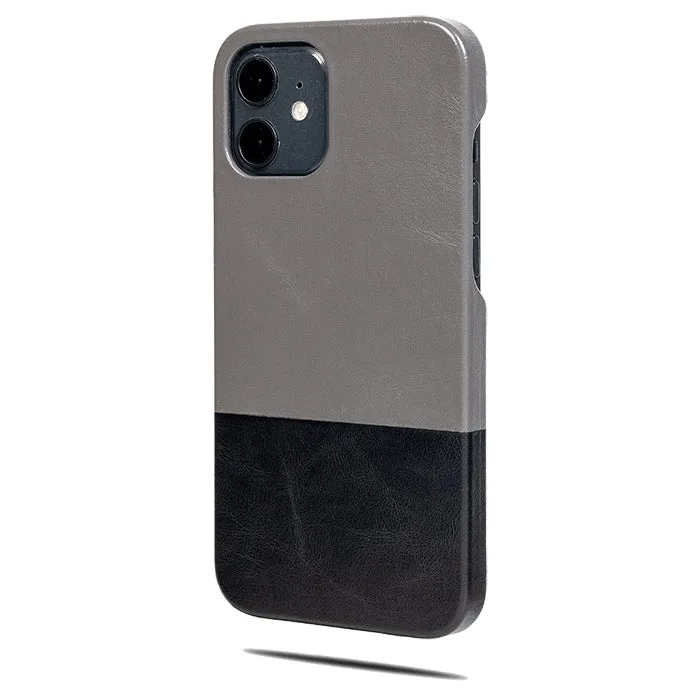 Fossil Gray & Crow Black iPhone 12 mini Leather Case