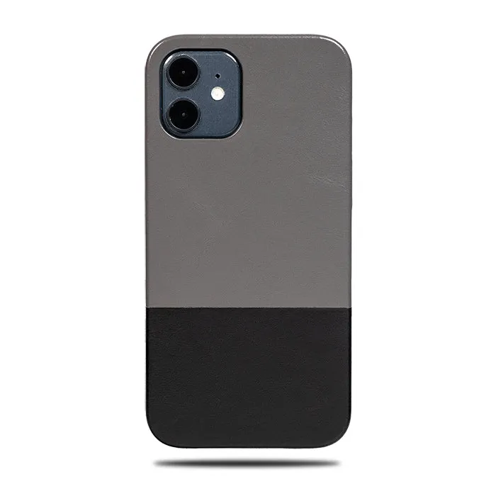 Fossil Gray & Crow Black iPhone 12 mini Leather Case