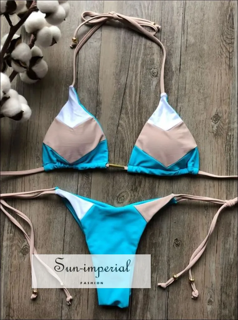 Fruit Print Banana Bikini Set Women’s Swimming Suit Halter Drawstring Bathing Suit