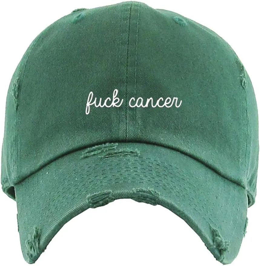 Fuck Cancer Vintage Baseball Cap Embroidered Cotton Adjustable Distressed Dad Hat