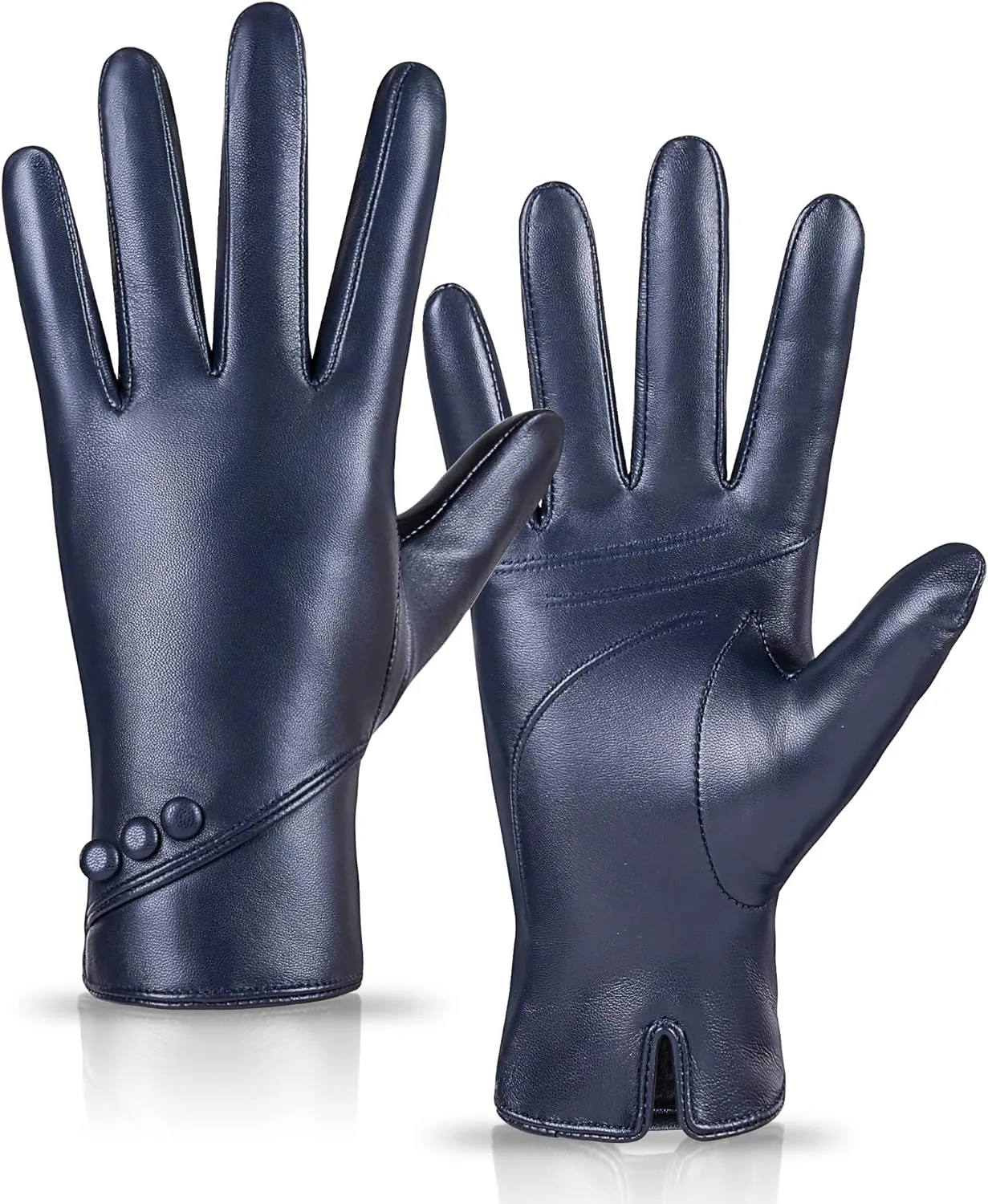 Genuine Sheepskin Leather Gloves For Women, Winter Warm Touchscreen Gloves Thinsulate Lined Driving Motorcycle Glove