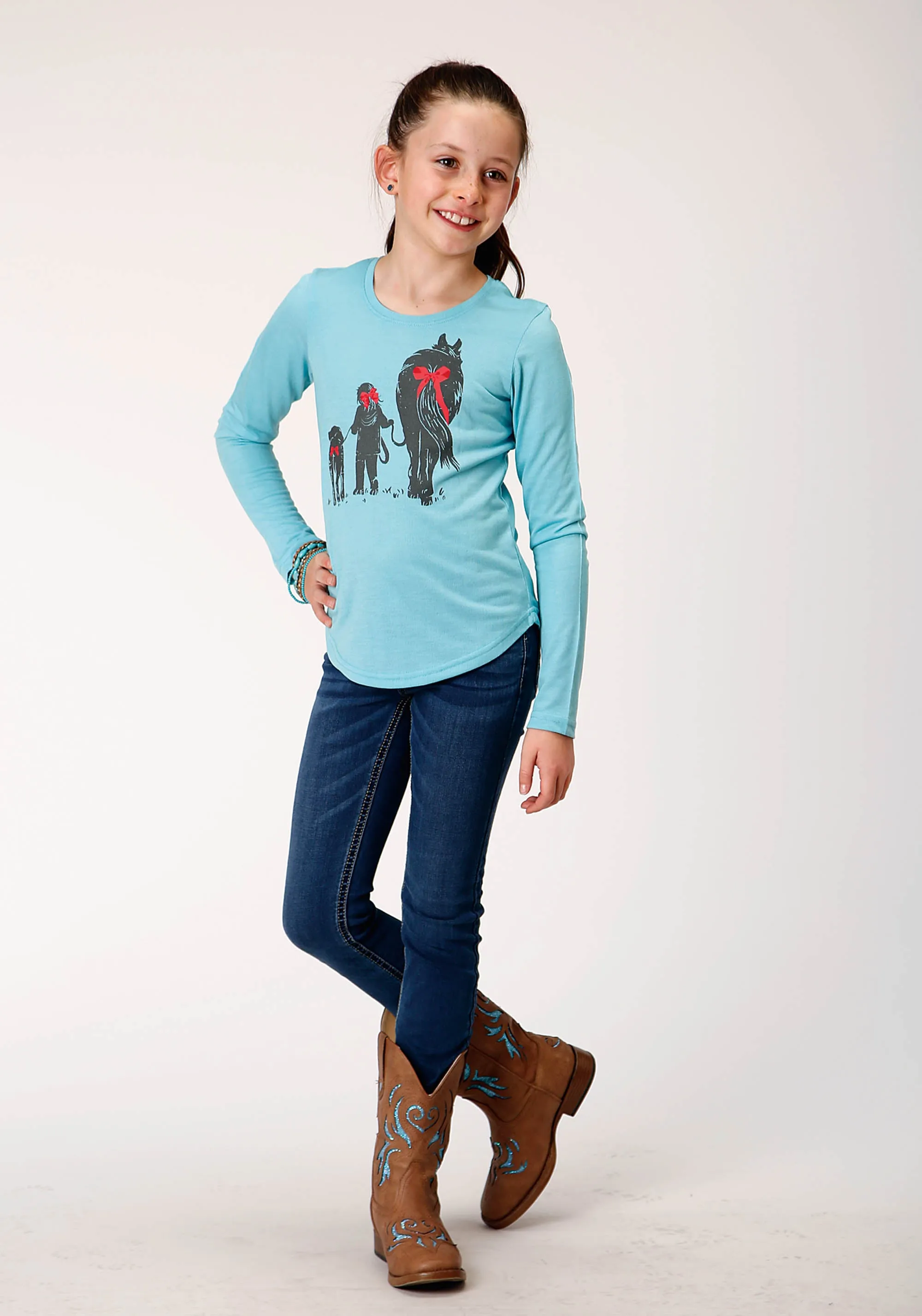 Girl's Roper Sky Blue Jersey Tee