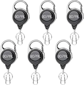 Gopal Fly Fishing Zinger Retractor: Retractable Keychain with 27.5" Durable Cord Badge Reel Lanyard - Fishing Rod Tether Accessories and Gear, 6 Pack