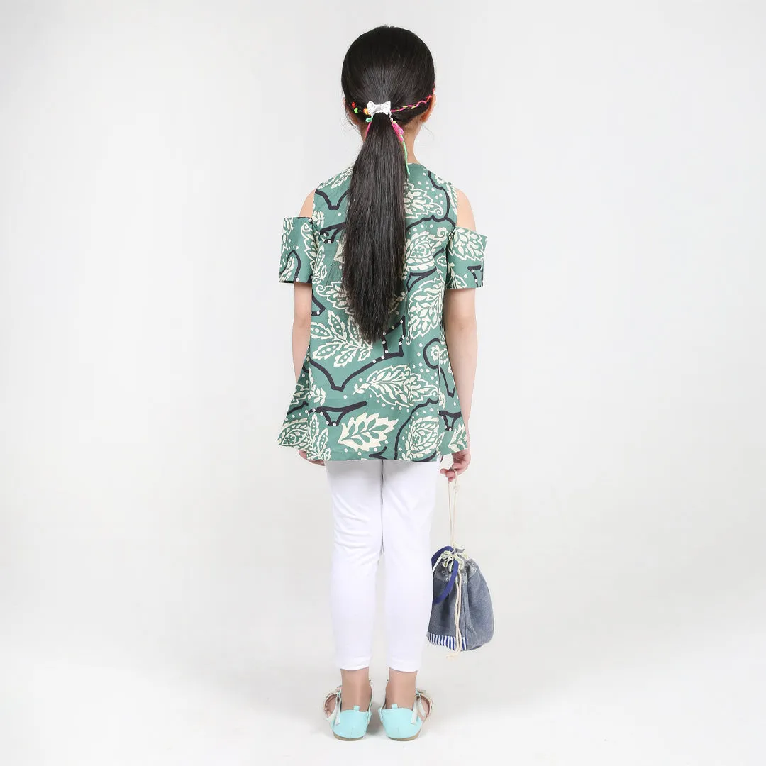 Green Floral Off Shoulder Top